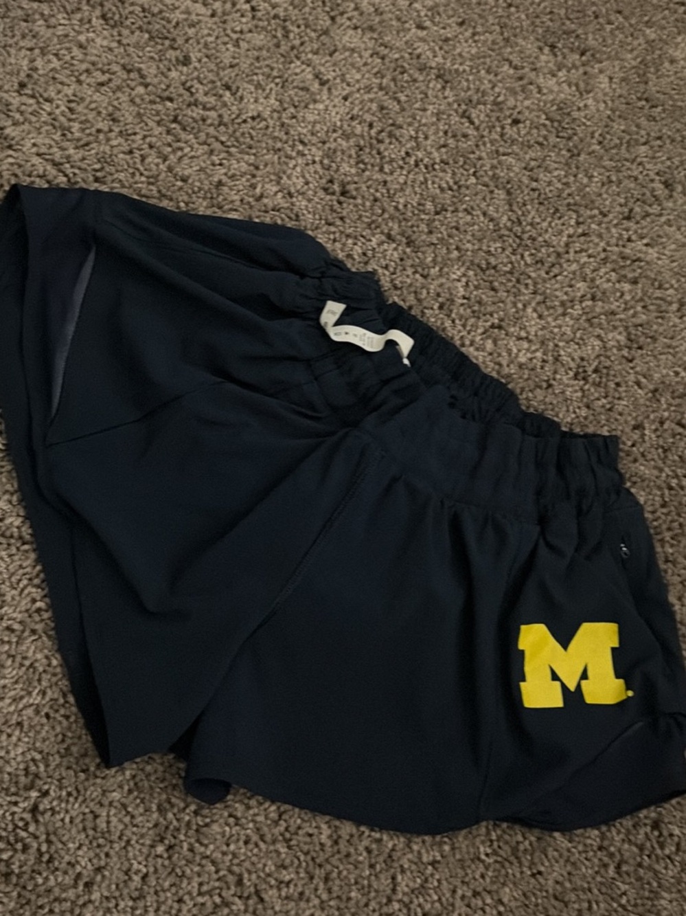 lululemon athletica Navy Shorts with Yellow 'M' Logo